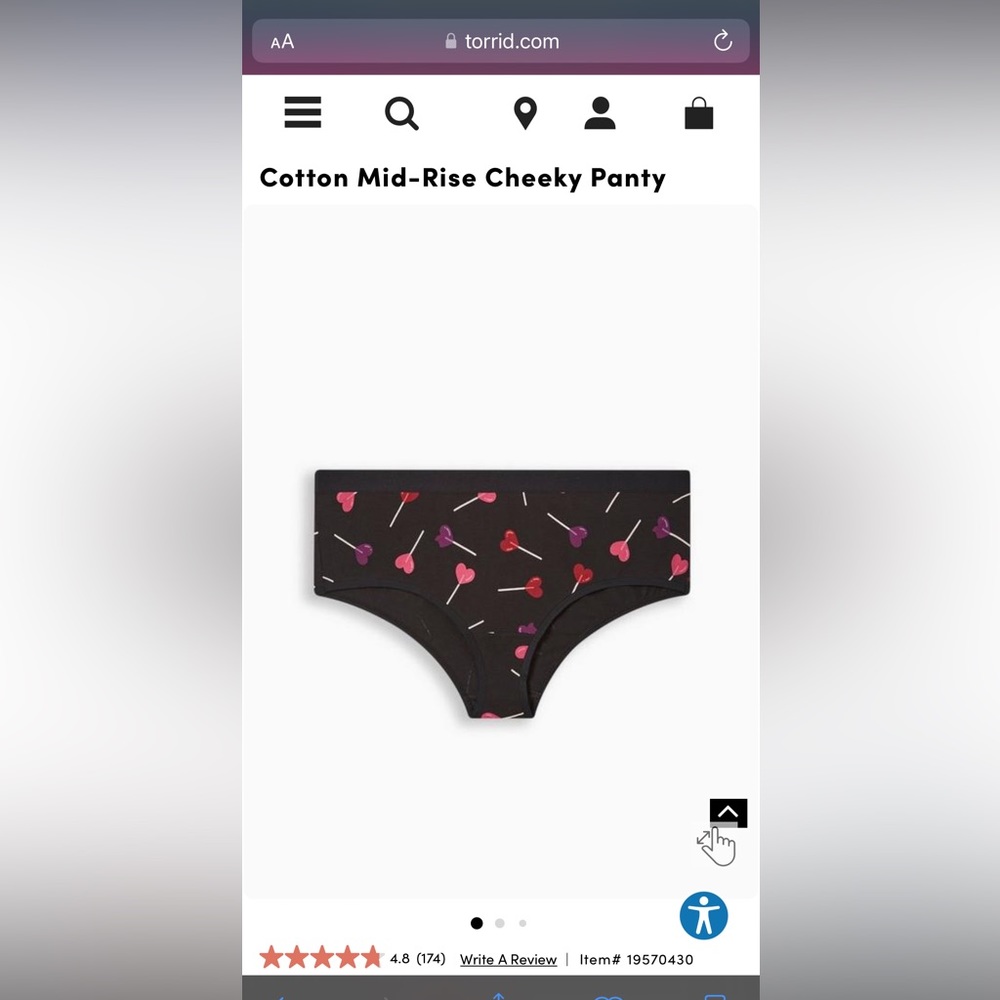 Valentine’s Day Sold Out Cotton Mid-Rise Cheeky Panty Heart Lollipops Black 1